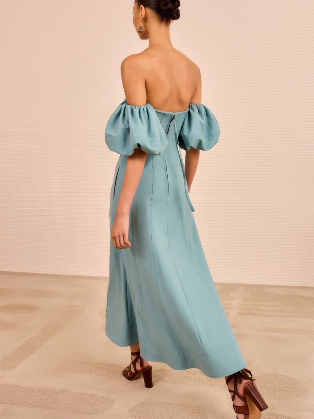 NWT Ulla Johnson Nina Off the Shoulder Dress in color Ocean - Picture 2 of 3